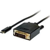 VALUE Value USB-C® / DVI adapterski kabel USB-C® vtič\, DVI-D 24+1-polni vtič 2.00 m črna 11.99.5832 USB-C®-Display kabel, (20416511)