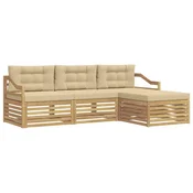 Set vanjskih sofa s jastukom 4 pcs Bijela i bež Poliester
