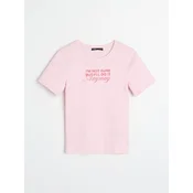 Sinsay - Majica kratkih rukava s natpisom Im not sure but IIll do it anyway - pastelno roze