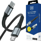 Kabel 3MK Hyper kabel N-SERIES USB-C na Micro USB 3m QC 3.0 5V/2A 10W črn
