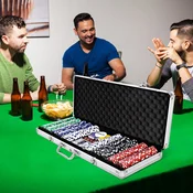 Costway Poker komplet Pokerkoffer 500 laser žetonov aluminijasta torbica z blazino in 2 kompleta kart