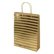 Dekorativna torba CREATIVE ECO Special Plus L 26x35x8 cm smeđa folija zlatne pruge i točkice uvijena ručka 75061