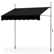 COSTWAY Pripenjanje Balkonska markiza z ročno ročico 200 cm črna, (5000120757)