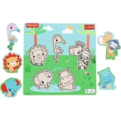 Trefl Fisher Price Lesena sestavljanka Zabava v divjini