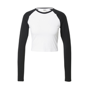 Womens Organic Cropped Retro Baseball Long Sleeve White/Black