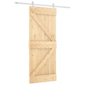 Vidaxl Drsna vrata Naravna in bela 85 x 210 cm Masiven borov les