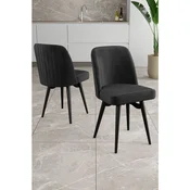 Hanah Home set trpezarijskih stolica Jiva 6 kom, crna tkanina Babyface, crne metalne noge