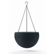 KETER Viseči cvetlični lonec Keter Hanging Sphere, grafitno siv, okrogel, ratan videz