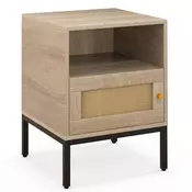 Northix Nočna omarica iz ratana z odprto polico in omarico 40 x 40 x 57 cm naravna