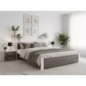 Ljubki dom Postelja IKAROS 180 x 200 cm, bela/hrast tartuf Posteljno dno: Letveno posteljno dno, Vzmetnica: Vzmetnica Somnia 17 cm