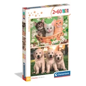 Clementoni - Puzzle 2x60 Bratje v krznu - 40 - 99 kosov