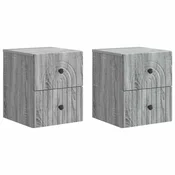 vidaXL Stenski nočni omarici 2 pcs Siva Sonoma 33 x 34,5 x 40 cm