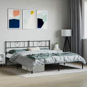 Greatstore Kovinski posteljni okvir z vzglavjem črn 183x213 cm