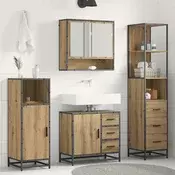 Vidaxl Komplet pohištva za kopalnico s predalom 3 pcs Umetni hrast