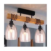Brilagi - Plafonski luster WOOD GLASS 3xE27/60W/230V borovina/crna/zadimljeno bež