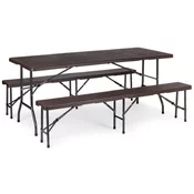Gostinska garnitura miza + 2 klopi 180cm Wooden Brown