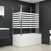 vidaXL Tuš stena za kopalno kad 120x68x130 cm kaljeno steklo s črtami