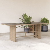 vidaXL Vrtni stol sa staklenom plocom bež 190x80x74 cm od poliratana