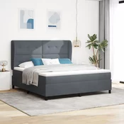 vidaXL vidaXL Postelja s pomičnim dnom in vzmetnico Temno Siva 180x200 cm Žamet, (22051599)