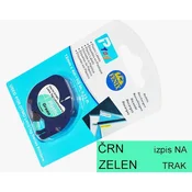 Fenix D-91204Bk/G ZELEN trak ČRN izpis, 12mmx4m, plastificiran, za LetraTag tiskalnike nadomešča trak Dymo SO721640/91204