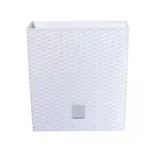 Prosperplast Okrasni lonec RATO SQUARE, imitacija ratana, bel, 26,5 x 26,5 x 50 cm