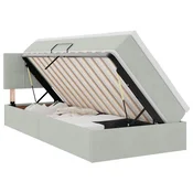 Krevet s od storage s madracem Svijetlo siva 90 x 190 cm Baršun