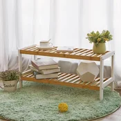 Songmics Stojalo za čevlje 2-nadstropno 70x26x33 cm rjavo