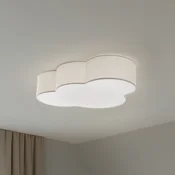 TK Lighting Stropna svetilka Cloud, bež, dolžina 63 cm, tekstil, oblak, E27 - otroška soba - Mladostno bivanje - bež, bela - Tkanine/tekstil