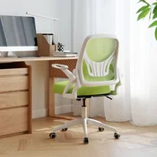 Costway Ergonomski pisarniški stol zelen z zložljivimi naslonjali za roke in funkcijo zibanja