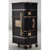 Casa Padrino luxury bar cabinet with wheels antique black 59 x 51 x H. 120 cm - Suitcase cabinet in retro look - Retro style wine cabinet - Bar furniture - Luxury furniture