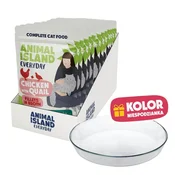 ANIMAL ISLAND Piščanec z prepelico v omaki - mokra hrana za mačke 12x85g + krožnik