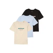 Jack & Jones Junior Majica JORCASSIS bež / svetlo modra / temno rdeča / črna