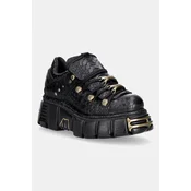 New Rock delovni čevlji s platformo ženski usnjeni PITON NEGRO + IMPERFECT TOWER NEGRO TORNILLOS