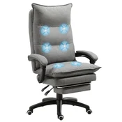 VINSETTO Pisarniški stol z nastavljivo višino z 6 masažnimi točkami IN daljinski upravljalnik, ergonomski stol iz tkanine z lanenim učinkom, 70x62x120-130 cm, siva