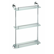Trojna steklena polica in obešalnik za brisače OMEGA E, 400 x 680 x 120 mm, kromasta - 29
