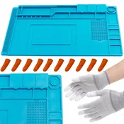 shumee Silikonska modra antistatična podloga 450x300mm TE-501 + naprstniki + rokavice