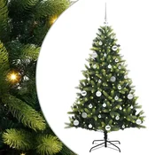 Vidaxl Umjetna zložljiva božićna jelka 150 LED Zelena 150 cm PVC in PE