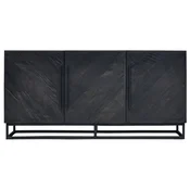 Casa Padrino luxury solid wood sideboard black 160 x 43 x H. 80 cm - Rustic oak cabinet with 3 doors - Rustic solid wood dining room furniture - Luxury dining room furniture