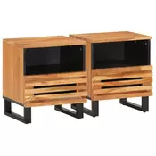 Vidaxl vidaXL Nočne omarice, komplet 2, 40x34x46 cm, masiven akacijev les