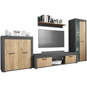 MID.YOU Dnevni Regal Usilo Xl, Barva Hrasta, Antracit, 4-Delni