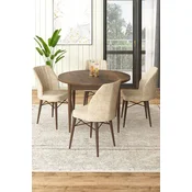Hanah Home Set Trpezarijski sto i 4 stolice, Bež-braon