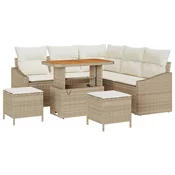 Sjedeca garnitura za vrt 8 kom. 7-Broj sjedala Bež Poli ratan