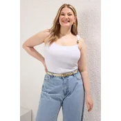 Trendyol Curve White Accessory Knitted Plus Size Blouse