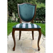 Casa Padrino Art Deco dining chair green/white/brown - Elegant solid wood chair with stripes - Art Deco dining room furniture