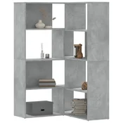 vidaXL vidaXL Kotna knjižna omara 4-nadstropna betonsko siva 85x85x140 cm, (21326827)