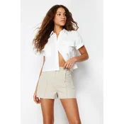 Trendyol Beige Rib Detail Woven Shorts