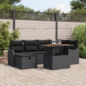 Sjedeća garnitura za vrt 7 kom. Crna poliratan 232,5 x 122,5 x 85 cm
