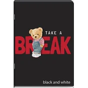 Bilježnica Black&White Bear - A5, 40 listova, mali kvadrati, asortiman