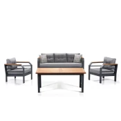 Hanah Home Baštenska garnitura 67x197x77cm Sivo-Crna