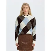 SELECTED Pulover SLWTHEA ecru / svetlo modra / temno rjava / pikčasto rjava
